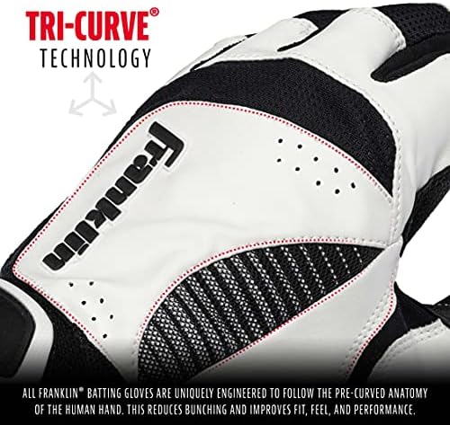 Franklin Sports MLB Baseball Batting Gloves - Shok-Sorb X Batting Gloves for Baseball + Softball - Adult + Youth Padded Non-Sting Batting Glove Pairs - Multiple Colors + Sizes