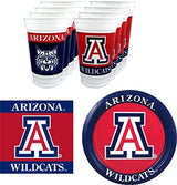 Arizona Wildcats Party Supplies 48 Piece Officially Licensed University Set: 16 oz. Plastic Beverage Cups, 9" Paper Plates, Luncheon Napkins, Complete Party Supplies for 16 Guests by Westrick