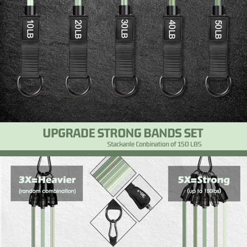 VEICK Resistance Bands, Exercise Bands, Workout Bands Set for Working Out with Handles for Men Women, Elastic Exercising Bands for Fitness Weights Work Out at Home Gym