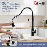 GIMILI Matte Black Touchless Kitchen Faucet Motion Sensor Activated Smart Hands Free Kitchen Faucets with Pull Down Sprayer Single Handle Spring Kitchen Sink Faucet