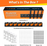 PLUSINNO V9 Vertical Fishing Rod Holders, Wall Mount 4-Pack - Holds 36 Rods, Diameter 3-19mm