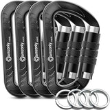 3inch Auto Locking Carabiner Clips Heavy Duty, 12KN /2697lbs Lightweight keychain carabiners, Sturdy Twist Lock Caribeeners for Camping Hiking Hammock Swing Backpack, dog leash and Harness etc
