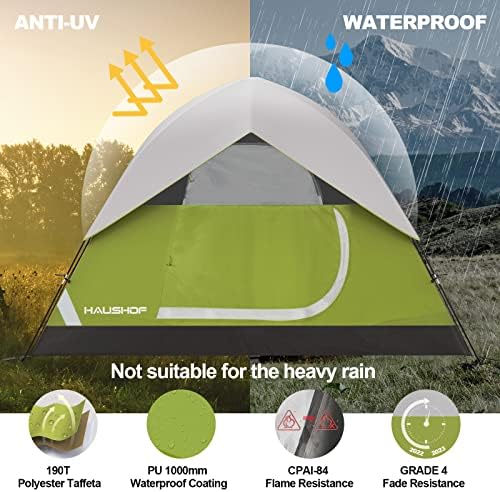 2/4-Person Family Dome Tent with Removable Rain-Fly, Easy Set Up Portable Camping Tent for Backpacking Hiking Backyard Outdoor, Green/Blue/2-person/4-person