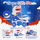 SULIFEEL Rainbow Unicorn 4 Size Adjustable Light up Roller Skates for Girls Boys for Kids