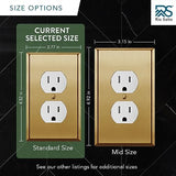 Rio Salto BRASS Gold Metal Outlet Cover or Decorative Light Switch Cover Wall Plate Single Duplex Receptacle Wallplate Covers 1 Gang 4.50" x 2.76" 5-Pack Standard Size Modern Metal Brushed Brass