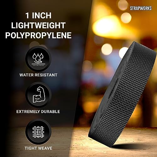 Lightweight Polypropylene Webbing - Poly Strapping for Outdoor DIY Gear Repair, Pet Collars, Crafts – 1 Inch by 10, 25, or 50 Yards, Over 20 Colors
