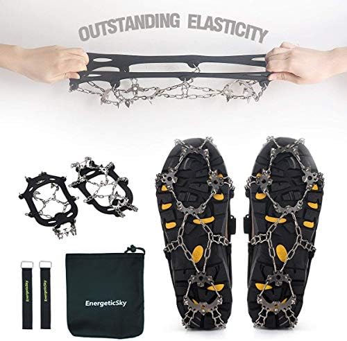 Upgraded Version of Walk Traction Ice Cleat Spikes Crampons,True Stainless Steel Spikes and Durable Silicone,Boots for Hiking On Ice & Snow Ground,Mountian.