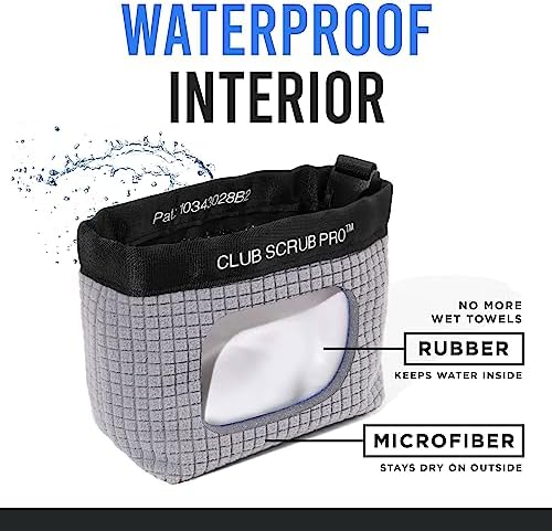 Golf Club and Golf Ball Cleaning Bag, Waterproof Clean Face Technology Liner, Detachable Clip, Machine Washable, Cleans Club Grooves, Dry Exterior (Neoprene or Microfiber Option Available)