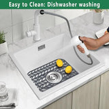 GUUKIN Sink Protectors for Kitchen sink, 13 5/8" x 11 5/8" Folding Non-slip Silicone Sink Mat Grid for Bottom of Farmhouse Stainless Steel Porcelain with 3 Reserved Holes Pack of 2