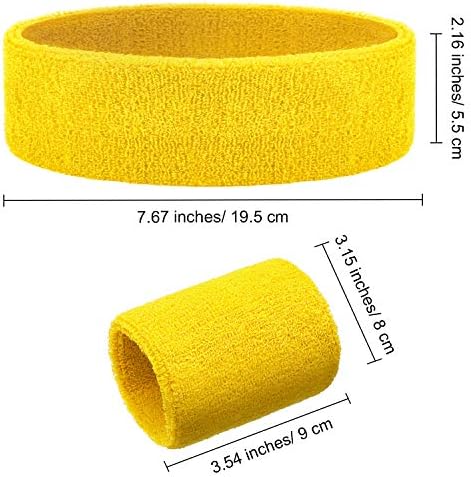 Bememo 6 Pcs Neon Sports Sweatbands Set Paris Sports Competitions Sweatbands 2 Headband 4 Wristbands Breathable Terry Cloth Athletic Bands for Basketball Tennis Costumes Cosplay