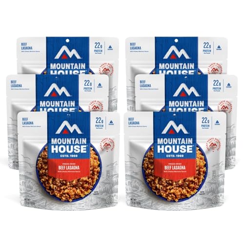 Mountain House Lasagna with Meat Sauce | Freeze Dried Backpacking & Camping Food |6-Pack