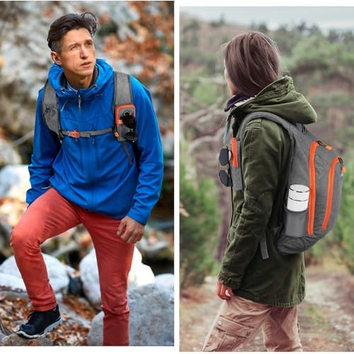 Esup 15L Small Hiking Backpack Foldable Lightweight Travel Day Pack Packable Camping Backpack for Women Men (Gray)