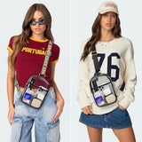 3 Pockets Clear Bag for Stadium Events with 2 Long Straps Sling Backpack Fanny Pack Concert Crossbody Purses for Women