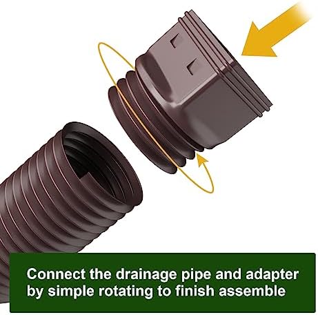 Rain Gutter Downspout Extensions, Downspout Extender for Rainwater Drainage Flexible, Down Spout Drain Extension Pipe and Extendable from 21 to 66 Inches (Brown)