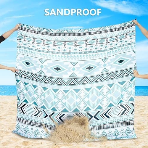 Beach Blanket Waterproof Sandproof Extra Large Beach Mat 79" X 83"/120"x108"for 1-8 Adults Quick Drying Durable Outdoor Picnic Mat for Beach Travel Camping Hiking