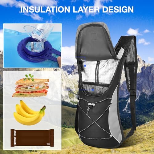 KUYOU Hydration Backpack Hydration Pack with 2L Water Bladder, Lightweight Insulation Water Backpack for Cycling,Hiking, Running,Climbing