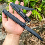 Flipper Pocket Folding Knife,DC53 Steel Blade and G10 Handle. With pocket clip and glass breaker,men's pocket knife hiking trip EDC tool Knife (Black PVD Blade-D)