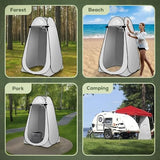 Portable Outdoor Privacy Tent Shower with Toilet, Lights - Large Pop Up Camping Bathroom Tent