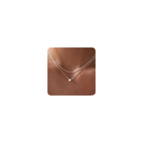 Tewiky Layered Sterling Silver Necklace for Women, Dainty Cubic Zirconia Pendant Necklace Simple Chain Choker Necklaces Jewelry Fashion Set Gifts