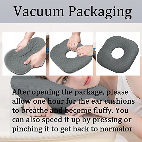 Wuronsa Ear Piercing Pillow for Side Sleepers, Pillow with an Ear Hole for CNH and Ear Pain Ear Inflammation Pressure Sores, O-Shaped Side Sleeping Pillow, Ear Guard Pillow (Dark Gray)