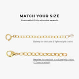 BENIQUE Necklace Bracelet Extender - 14K Gold Filled or Solid 925 Sterling Silver Extension, Medium Size Jewelry Chain, Durable Strong Removable 2" 4" or 6" Made in USA
