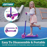 Gotrax KS1 Kids Kick Scooter, LED Lighted Wheels and 3 Adjustable Height Handlebars, Lean-to-Steer & Widen Anti-Slip Deck, 3 Wheel Scooter for Boys & Girls Ages 2-8 and up to 100 Lbs