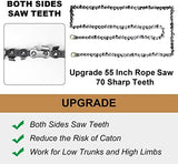 Rope Saw for Tree Limbs, 55 Inch Chain Saw with 70 Sharp Teeth & 46 Feet Ropes Kit, High Limb Pocket Chainsaw