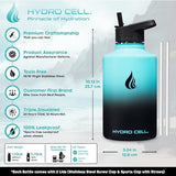 HYDRO CELL Stainless Steel Insulated Water Bottle with Straw - For Cold & Hot Drinks - Metal Vacuum Flask with Screw Cap and Modern Leakproof Sport Thermos for Adults (Teal/Black 64oz)