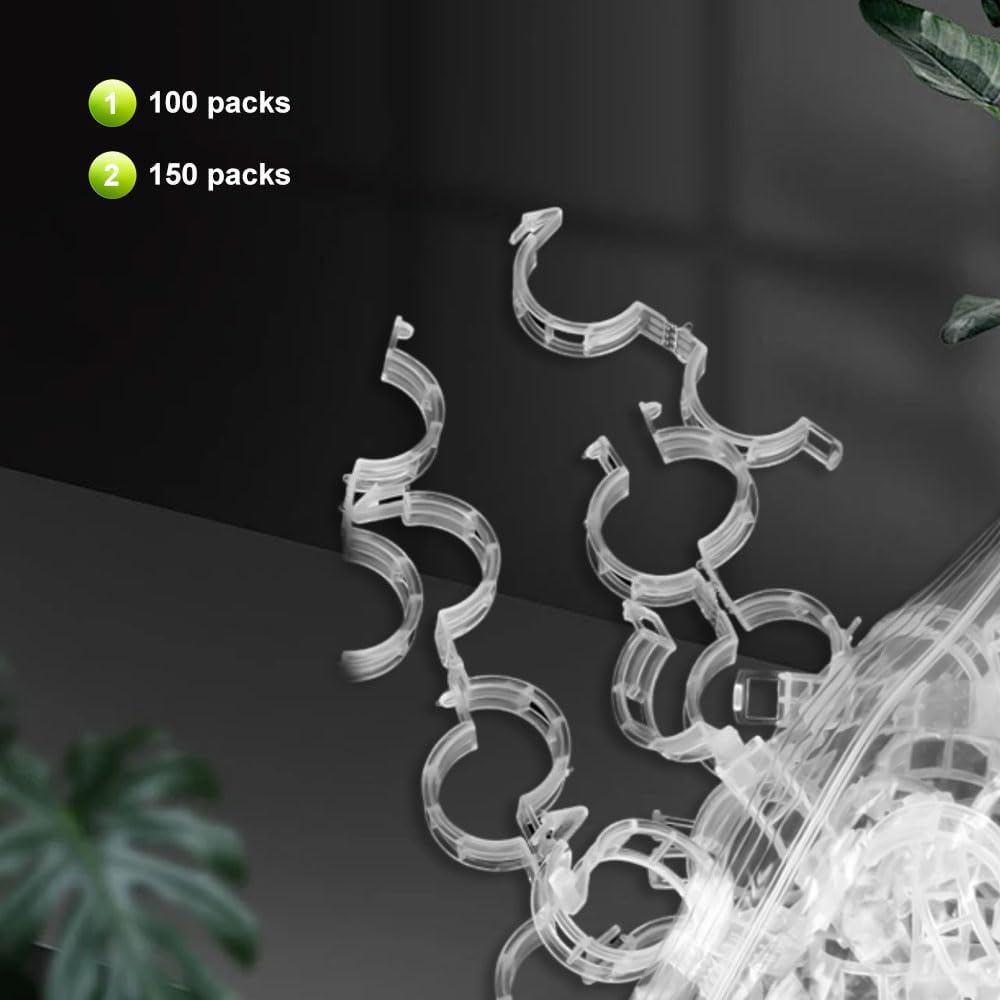 Secured Plastic Plant Clip, 2025 New Garden Plant Support Clips for Climbing Plants, Plastic Trellis Clips Tomato Grape Vine Vegetables Plant Fixing Clips (50, Green)