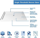 DreamLine SlimLine 32 in. D x 48 in. W x 2 3/4 in. H Center Drain Single Threshold Shower Base in White, DLT-1132480
