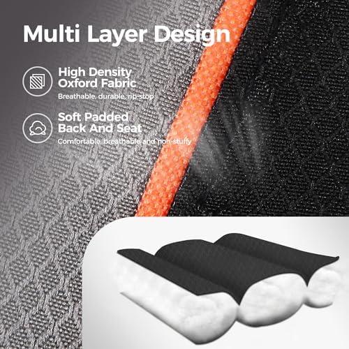 ALPHA CAMP Oversized Camping Folding Chair, Heavy Duty Support 450 LBS Steel Frame Collapsible Padded Arm Chair with Cup Holder Quad Lumbar Back, Portable for Outdoor