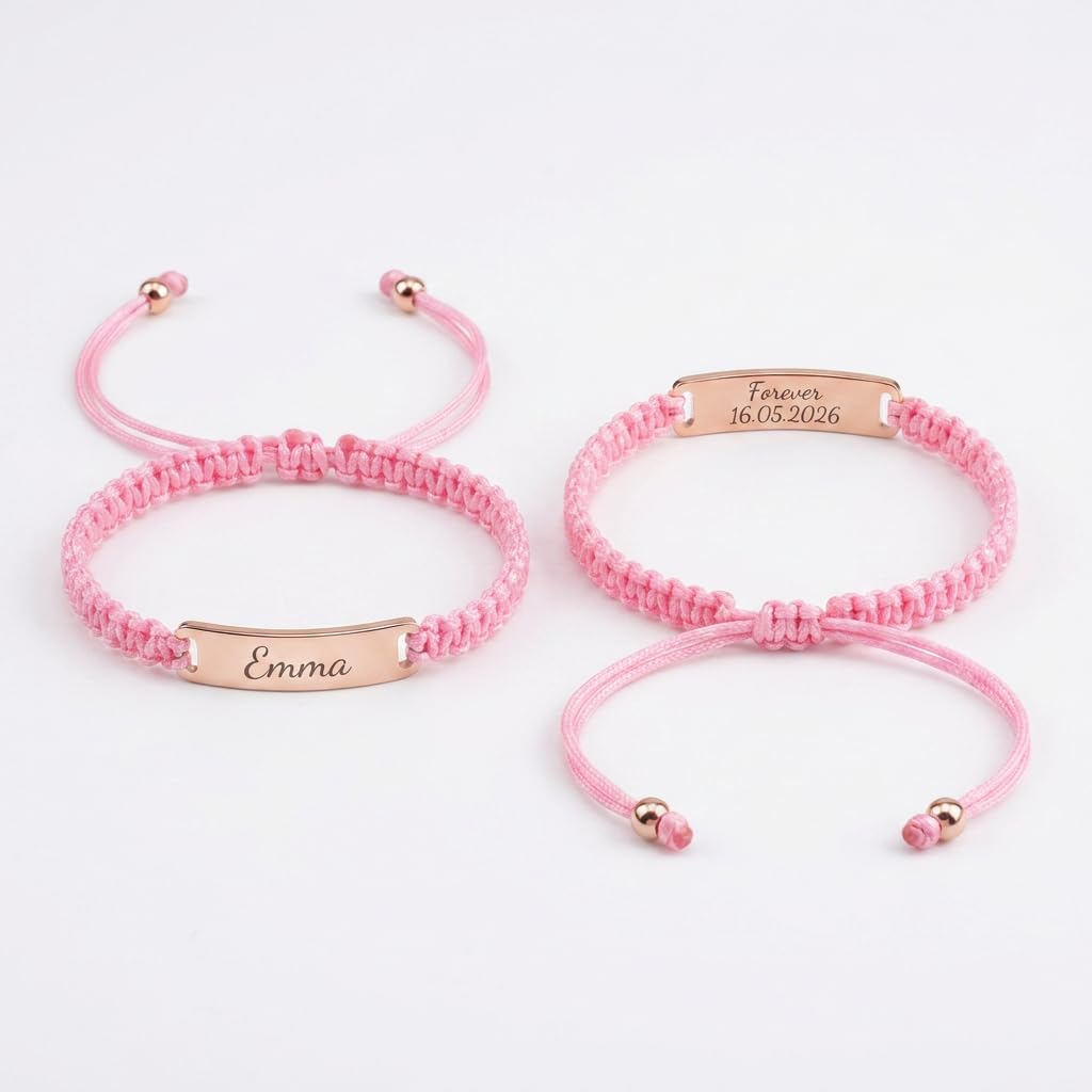 Personalized Name Bracelet, Adjustable Red Braided Cord Design