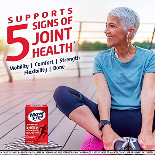 Move Free Advanced Glucosamine Chondroitin + Calcium Fructoborate Joint Support Supplement, Supports Mobility Comfort Strength Flexibility & Bone - 200 Tablets (100 servings)