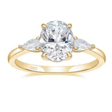 EAMTI 3CT 925 Sterling Silver Engagement Rings 3-Stone Oval Cut Cubic Zirconia CZ Wedding Promise Rings for Her 14K Gold Plated Wedding Bands for Women Size 6