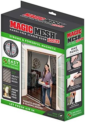 Magic Mesh Double Door | Magnetic Screen Door for Patio, French & Sliding Doors, Heavy Duty Magnetic Closure, Bug Screen for Doorways, Kid & Pet Friendly | Size 75"W x 83"H (Pack of 1)