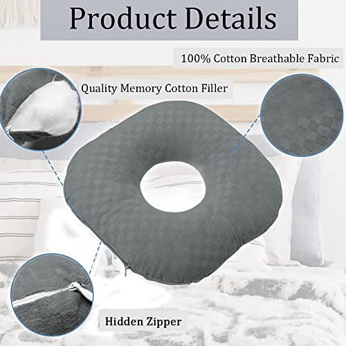Wuronsa Ear Piercing Pillow for Side Sleepers, Pillow with an Ear Hole for CNH and Ear Pain Ear Inflammation Pressure Sores, O-Shaped Side Sleeping Pillow, Ear Guard Pillow (Dark Gray)