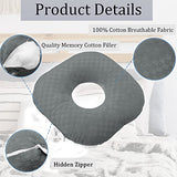 Wuronsa Ear Piercing Pillow for Side Sleepers, Pillow with an Ear Hole for CNH and Ear Pain Ear Inflammation Pressure Sores, O-Shaped Side Sleeping Pillow, Ear Guard Pillow (Dark Gray)