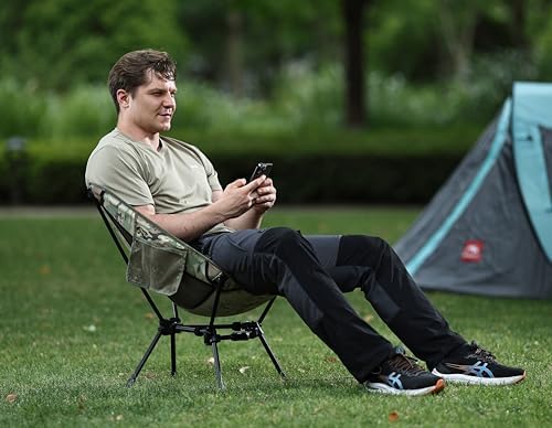 MARCHWAY Lightweight Folding Camping Chair, Stable Portable Compact for Outdoor Camp, Travel, Beach, Picnic, Festival, Hiking, Backpacking, Supports 330Lbs (Camo)