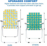 VINGLI Patio Lawn Webbed Folding Chairs Set of 2, Outdoor Beach Chair Portable Dining Chair for Outdoor Yard, Garden (Yellow, Classic)