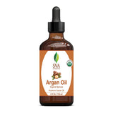 SVA Argan Oil Organic - 4 Fl Oz – 100% Natural Cold Pressed Organic Argan Oil - for Face, Skin Care, Hair Care, Scalp Massage & Body Massage – Carrier Oil with Dropper