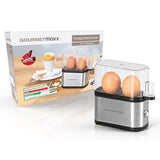 GOURMETmaxx Design Egg Cooker for 2 Eggs, Compact Egg Boiler, Egg Cooker with Egg Cutter, Measuring Cup and Beep, 3 Hardness Levels, Easy to Clean and Dishwasher Safe Parts