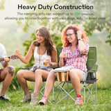 VIVOSUN Double Camping Chair, Fully Padded Folding Loveseat, Portable Oversized Duo Chair with Storage Cup Holders, Height-Adjustable Armrests & Carry Bag, Supports up to 500lbs, Green & Grey