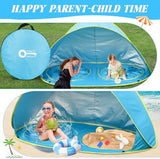 Baby Beach Tent-2 Pools Pop Up UPF 50+ Sunshade with Carry Bag, Portable for Travel,Beach,Camping,Indoor