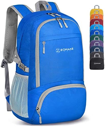 ZOMAKE Lightweight Packable Backpack 30L, Foldable Hiking Backpacks Water Resistant Compact Folding Daypack for Travel(Dark Blue)
