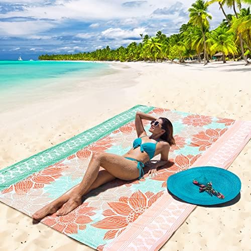Beach Blanket Waterproof Sandproof Extra Large Beach Mat 79" X 83"/120"x108"for 1-8 Adults Quick Drying Durable Outdoor Picnic Mat for Beach Travel Camping Hiking
