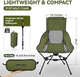 MARCHWAY Lightweight Folding High Back Camping Chair with Head Support, Stable Portable Compact for Outdoor Camp, Travel, Beach, Picnic, Festival, Hiking, Backpacking (Highback Green)