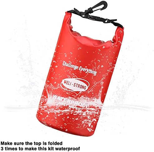 Emergency First Aid Kit for Boating & Marine Safety Waterproof Medical Supplies with Roll Top Design for Fishing, Kayaking Red