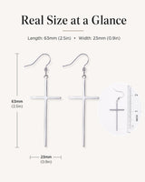 Jeka Cross Earrings for Women, Drop Earrings Christmas Christian Gifts