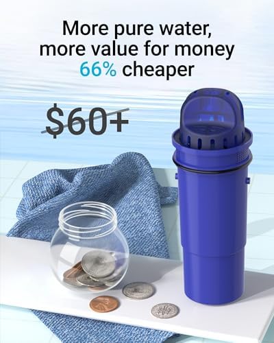 AQUA CREST Replacement for All Pur® Pitcher Water Filters, CRF950Z, PPF951K, DS1811Z, PPT711, CR-1100C and More Pur® Plus Dispenser Water Filters Replacement, NSF Certified Filters, 4 Packs