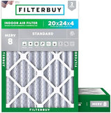 Filterbuy 20x24x4 Air Filter MERV 8 Dust Defense (2-Pack), Pleated HVAC AC Furnace Air Filters Replacement (Actual Size: 19.38 x 23.38 x 3.63 Inches)
